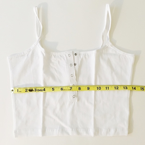 White Button Up Crop Tank Top - Picture 4 of 5